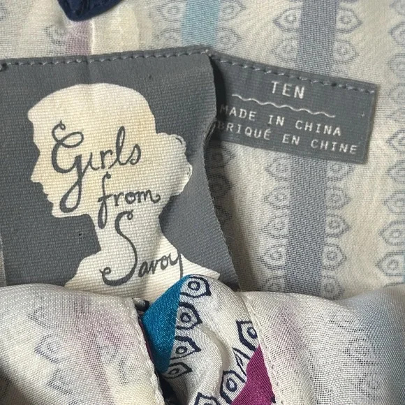 ANTHROPOLOGIE GIRLS FROM SAVOY GULL WING STRIPED SLEEVELESS SILK DRESS - Picture 13 of 15